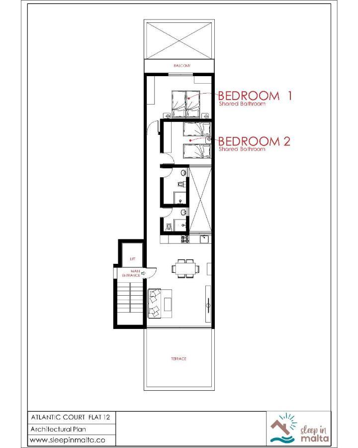 F12 Room 2, Private Room Two Single Beds Privated Bathroom In Shared Flat Msida Esterno foto